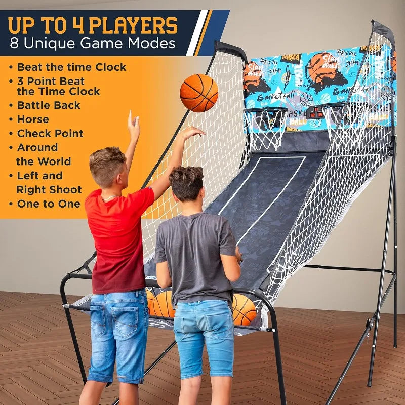 SereneLife Dual Hoop Basketball Shootout Indoor Home Arcade Room Game with Electronic LED Double Basketball Shot Scoreboard