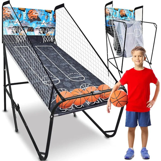 SereneLife Dual Hoop Basketball Shootout Indoor Home Arcade Room Game with Electronic LED Double Basketball Shot Scoreboard