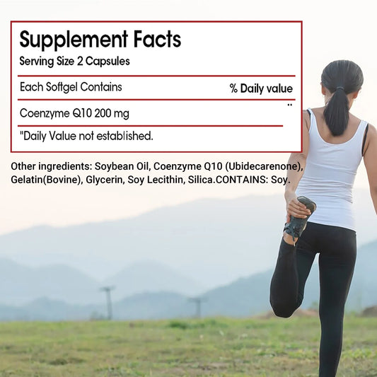 Coenzyme Q10 Supplement 200mg - Antioxidant, Circulation Support,  Energy Production, Heart Health - 120 Capsules