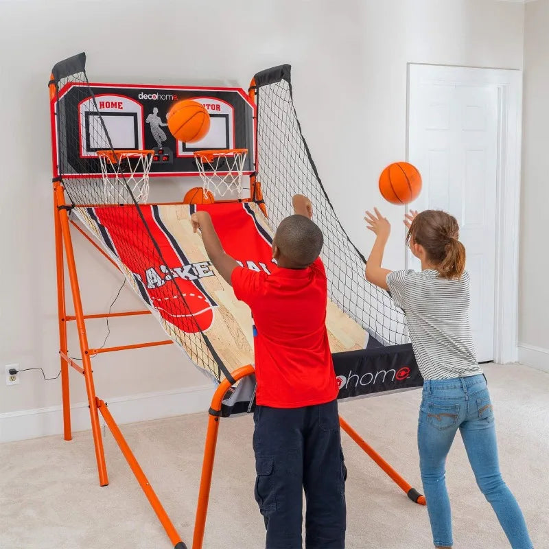 Deco Home Arcade Basketball Game with Dual Rim Backboard, Includes Electronic Tracking LED Scoreboard with 8 Game Modes
