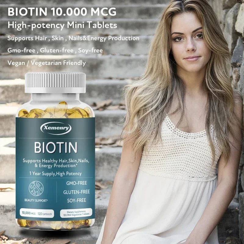 Biotin Capsule - with Vitamin B7, for Hair, Skin, Nail Health, Support Energy Production and Nervous System Health