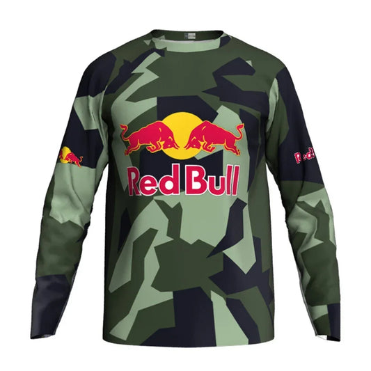 2025 SpringAutumn Red Bull Summer Fitness Quick Dry Breathable Training Shirt Hot Sale Men's Long Sleeve Loose Oversized T-shirt