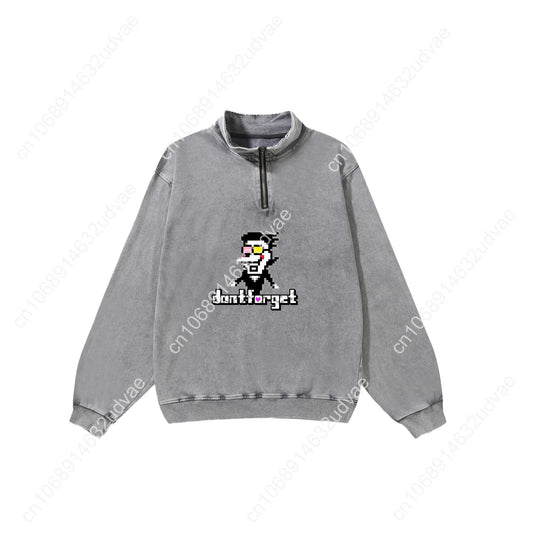 Deltarune Spamton Undertale Retro Sweatshirt Man Woman Teenager Vintage Pullover Half Zipper Sweat Shirt Custom Sleeved Tshirt