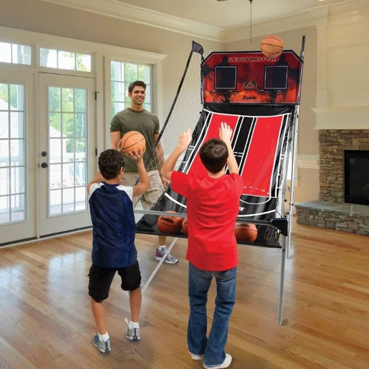 Franklin Sports Indoor Double Basketball Hoop Game - Electronic Scoreboard + 4 Basketballs - 2 Player Shooting Arcade
