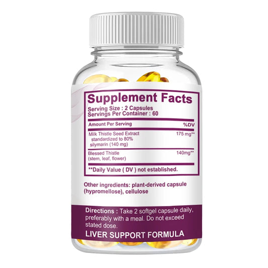 Milk Thistle Liver Capsules 315Mg - Promotes Energy Production, Liver Health, Digestive Health, and Strengthens Immunity