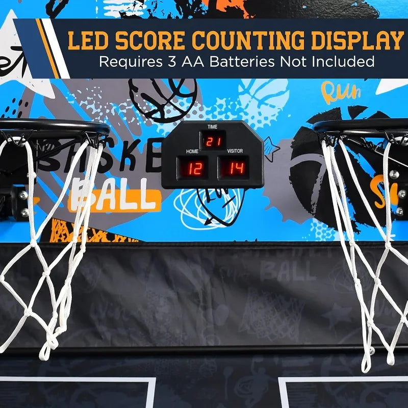 SereneLife Dual Hoop Basketball Shootout Indoor Home Arcade Room Game with Electronic LED Double Basketball Shot Scoreboard