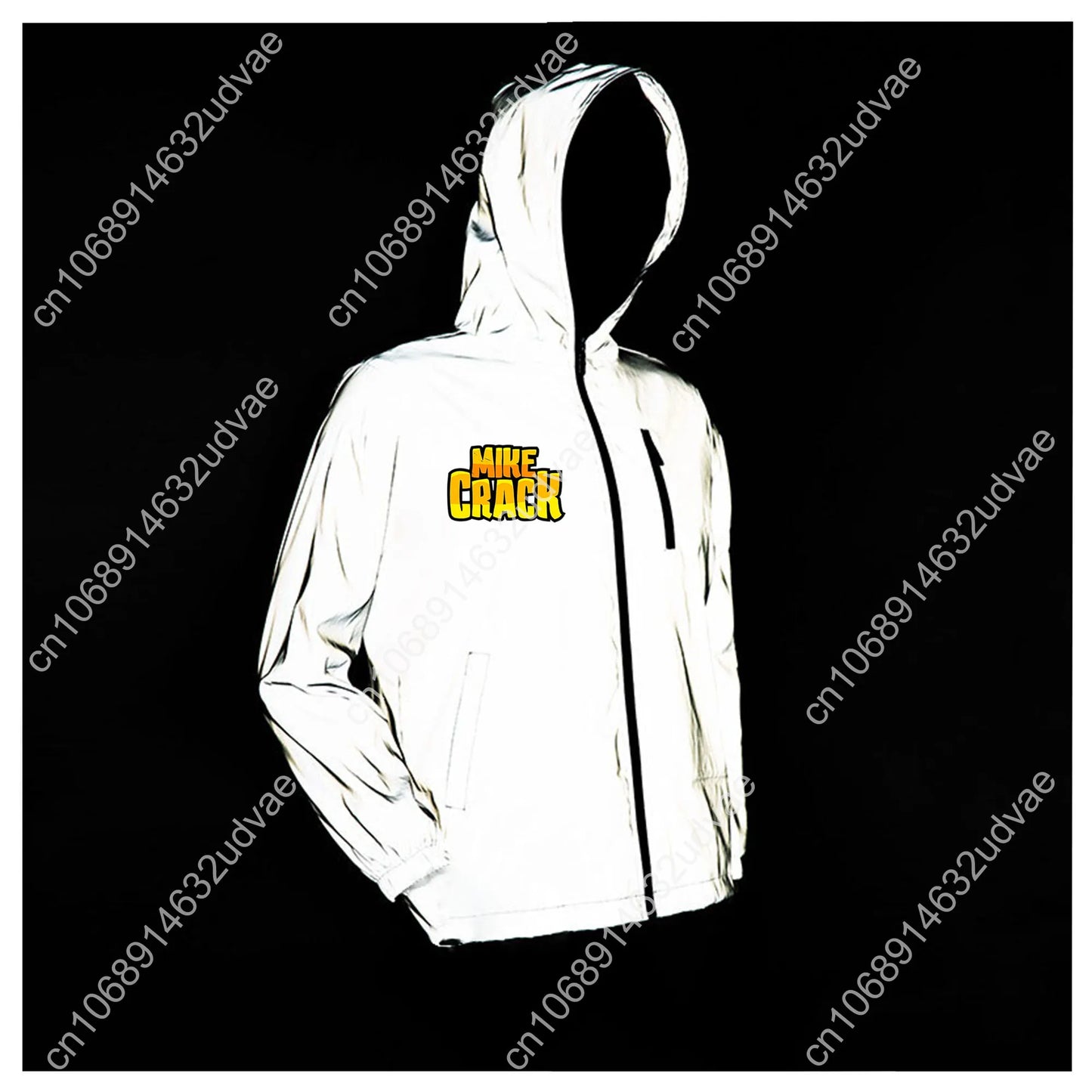 Mikecracks Reflective Jacket Mens Womens Coat Hooded Windbreaker Runing Pocket Jackets Cycling Hiking Zipper Customized Hoodie