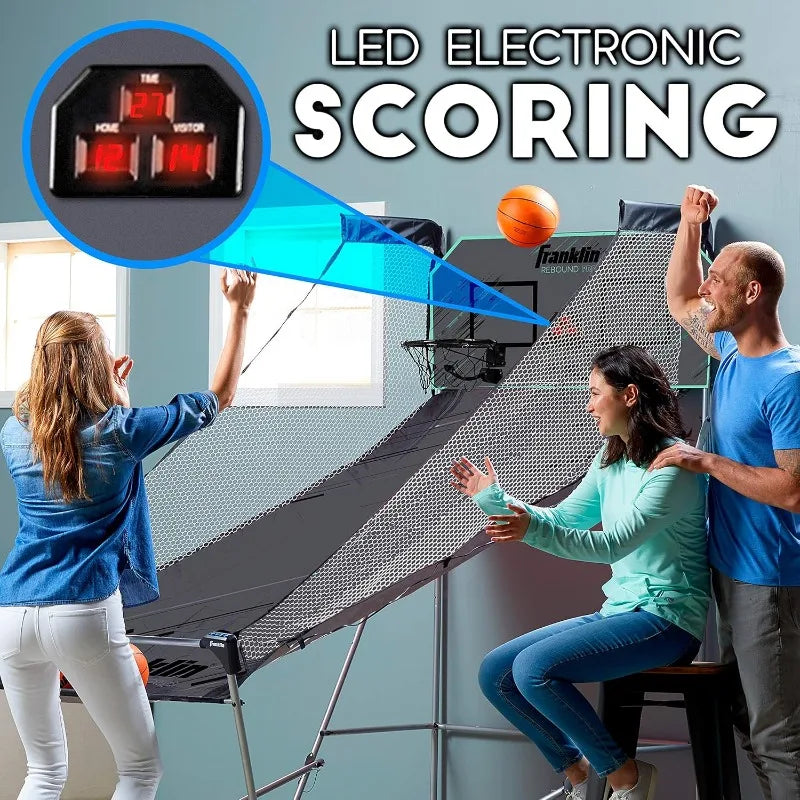 Franklin Sports Indoor Double Basketball Hoop Game - Electronic Scoreboard + 4 Basketballs - 2 Player Shooting Arcade