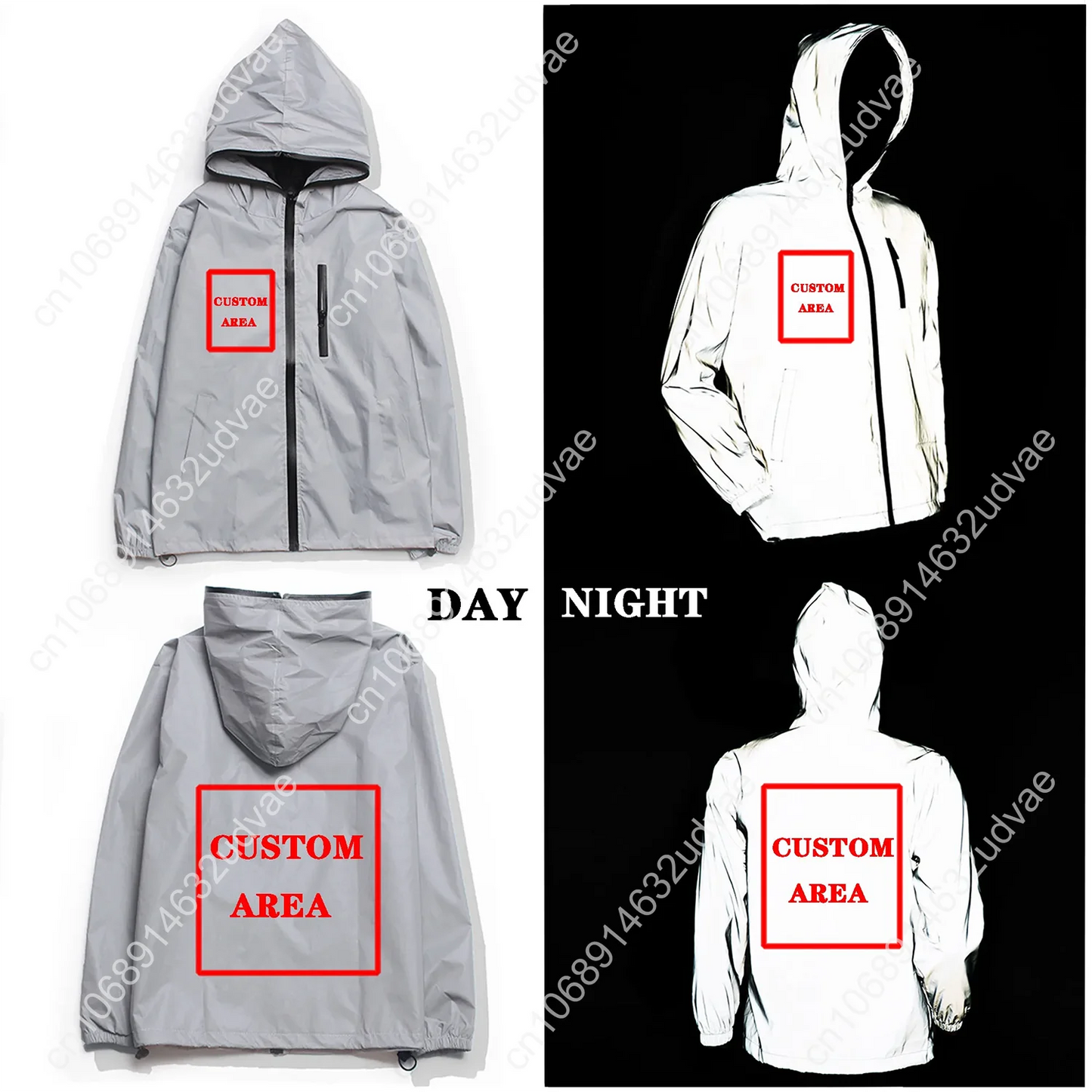 Mikecracks Reflective Jacket Mens Womens Coat Hooded Windbreaker Runing Pocket Jackets Cycling Hiking Zipper Customized Hoodie