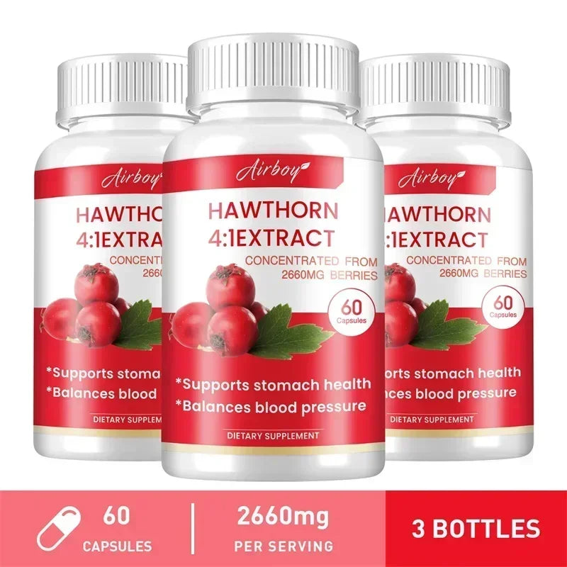 Hawthorn Berry Extract Capsule - Supports Digestive Health, Promotes Energy Production, Blood Circulation, and Boosts Immunity