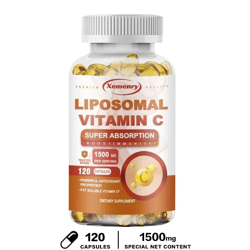 Liposomal Vitamin C Capsules - Powerful Antioxidant, Promotes Collagen Production, Skin Glow, Supports Heart, Immune Health