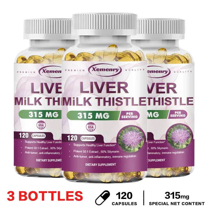 Milk Thistle Liver Capsules 315Mg - Promotes Energy Production, Liver Health, Digestive Health, and Strengthens Immunity