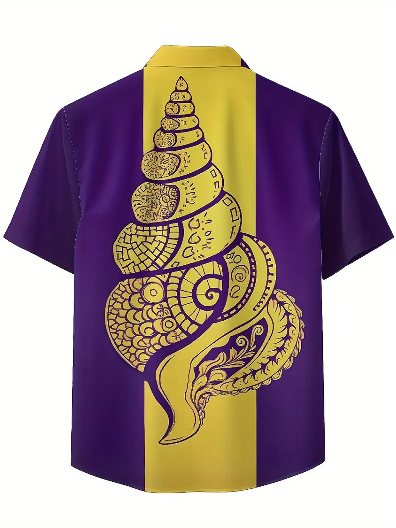 Men's Plus Size Hawaiian Shirts Purple and Yellow Spiral Art Pattern,New in Summer Fashion Tops,Hip Hop Rock Streetwear