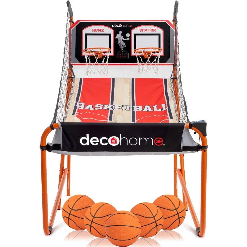 Deco Home Arcade Basketball Game with Dual Rim Backboard, Includes Electronic Tracking LED Scoreboard with 8 Game Modes