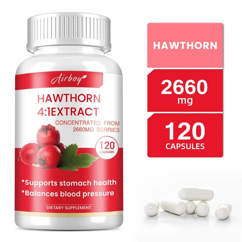 Hawthorn Berry Extract Capsule - Supports Digestive Health, Promotes Energy Production, Blood Circulation, and Boosts Immunity