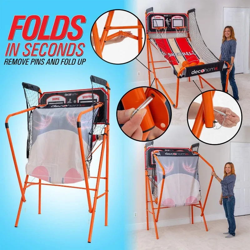 Deco Home Arcade Basketball Game with Dual Rim Backboard, Includes Electronic Tracking LED Scoreboard with 8 Game Modes
