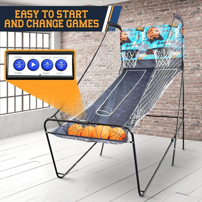 SereneLife Dual Hoop Basketball Shootout Indoor Home Arcade Room Game with Electronic LED Double Basketball Shot Scoreboard