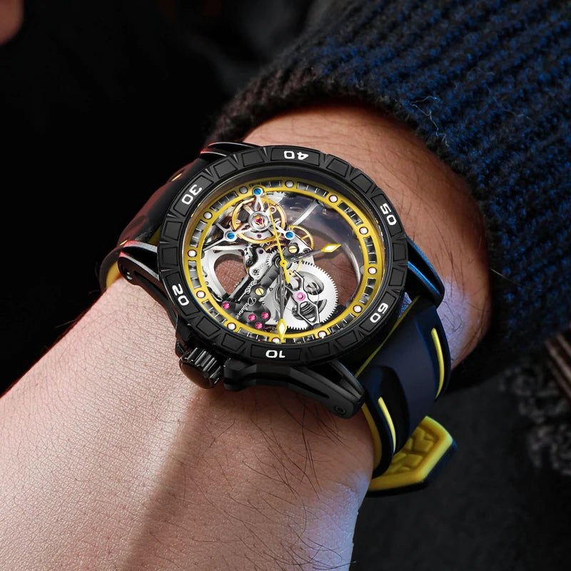 New Watches Mens Top Brand Luxury Automatic Mechanical Clock Casual Tourbillon Men Watch Sport Waterproof relogios masculino