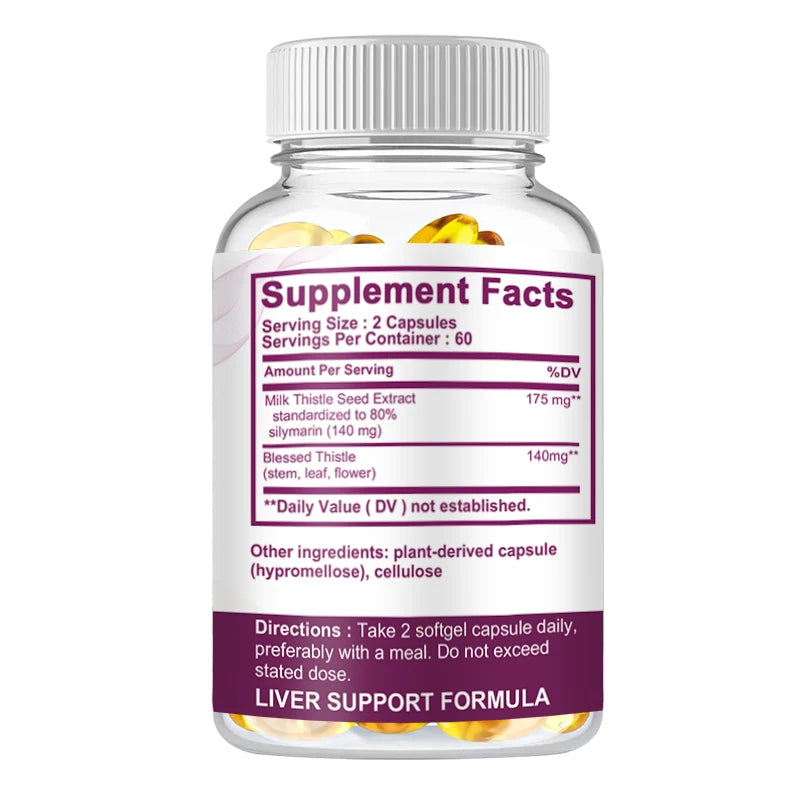 Milk Thistle Liver Capsules 315Mg - Promotes Energy Production, Liver Health, Digestive Health, and Strengthens Immunity