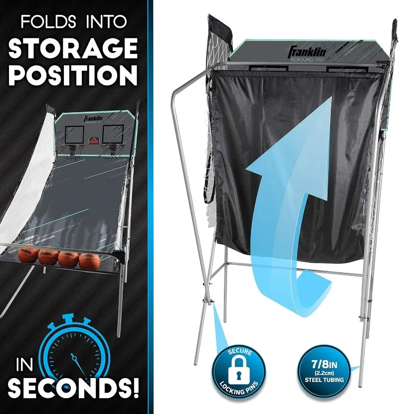Franklin Sports Indoor Double Basketball Hoop Game - Electronic Scoreboard + 4 Basketballs - 2 Player Shooting Arcade
