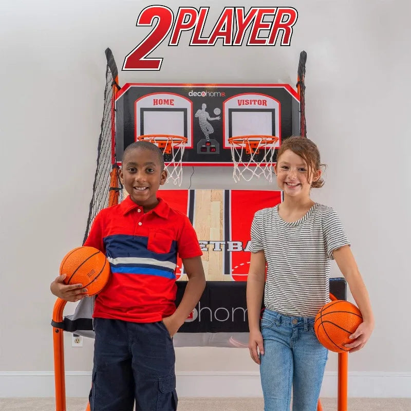 Deco Home Arcade Basketball Game with Dual Rim Backboard, Includes Electronic Tracking LED Scoreboard with 8 Game Modes