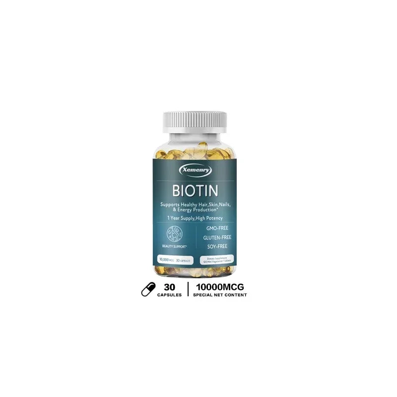 Biotin Capsule - with Vitamin B7, for Hair, Skin, Nail Health, Support Energy Production and Nervous System Health