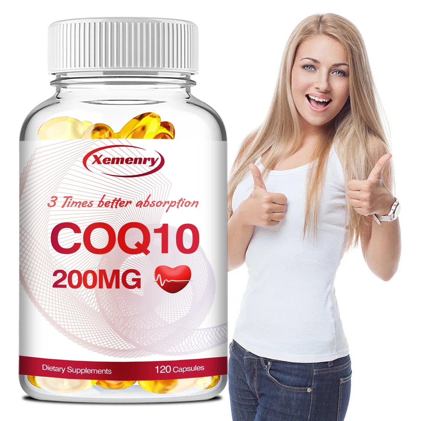 Coenzyme Q10 Supplement 200mg - Antioxidant, Circulation Support,  Energy Production, Heart Health - 120 Capsules
