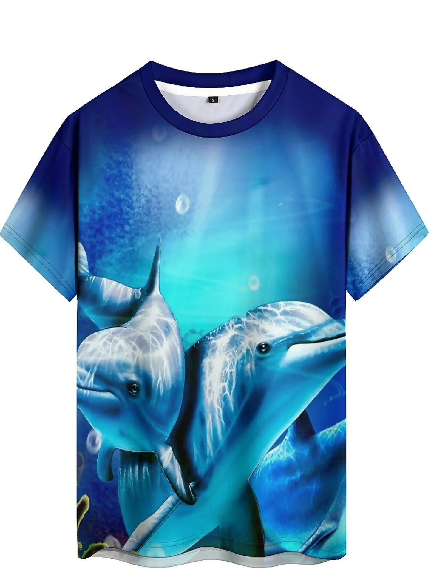 Men'S Ocean Animal Dolphin Print T-Shirt, Casual Crew Neck Short Sleeve Tee, Summer Graphic Top for Daily and Weekend Wear