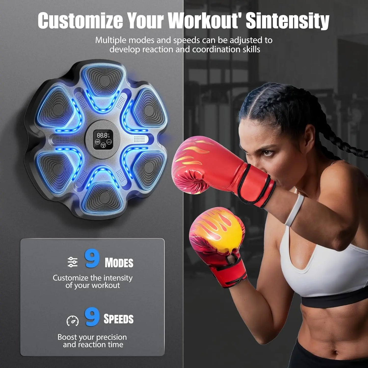 OEM Home Electronic Music Boxing Machine With 6 Lights Connection Wall Mounted Boxing Equipment Punch Force Tester