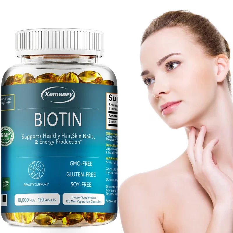 Biotin Capsule - with Vitamin B7, for Hair, Skin, Nail Health, Support Energy Production and Nervous System Health