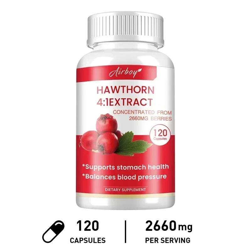 Hawthorn Berry Extract Capsule - Supports Digestive Health, Promotes Energy Production, Blood Circulation, and Boosts Immunity
