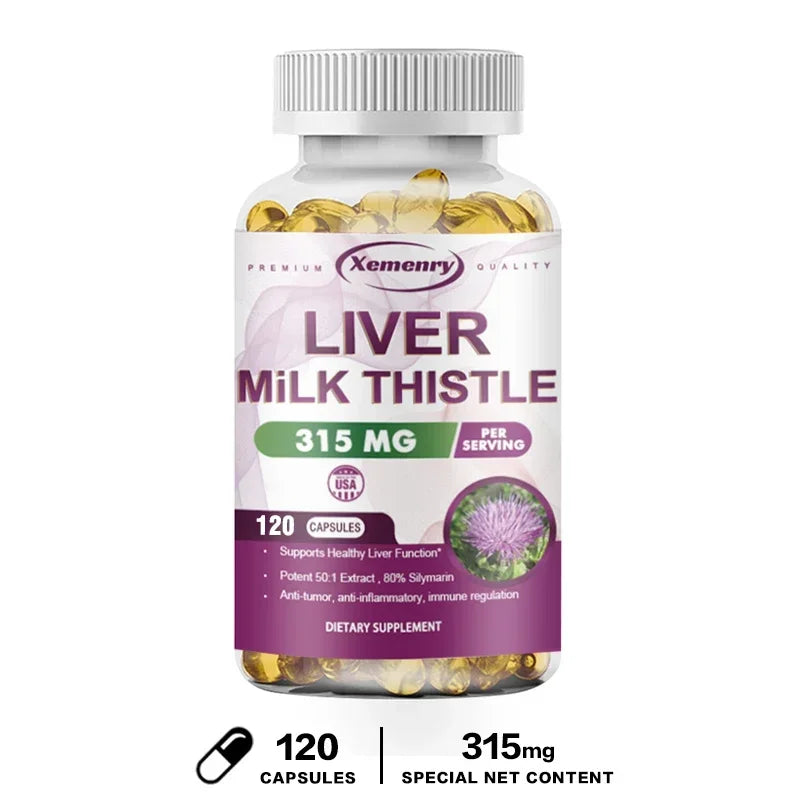 Milk Thistle Liver Capsules 315Mg - Promotes Energy Production, Liver Health, Digestive Health, and Strengthens Immunity